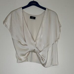 Vici Cream Twist Front Blouse